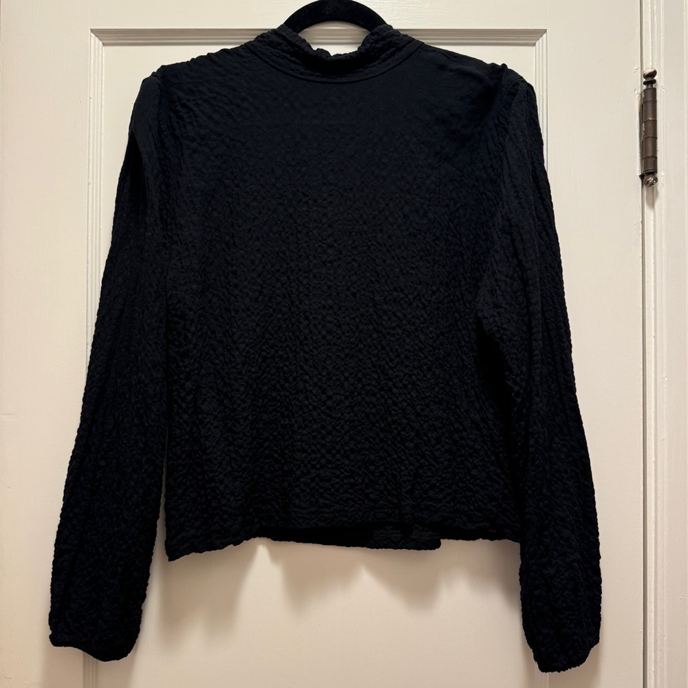 Zara Crinkle Mock Neck Long Sleeve Blouse